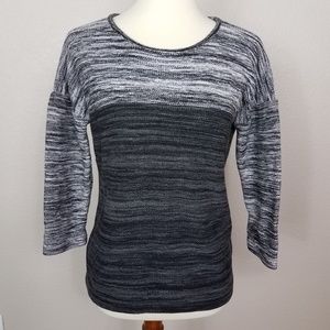 HOBBS 3/4 Sleeve Ombre Striped Sweater Size 6